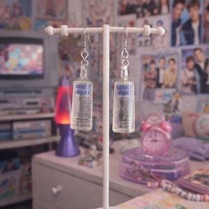 Silvertone Absolute Vodka Bottle Novelty Earrings - Pre-loved